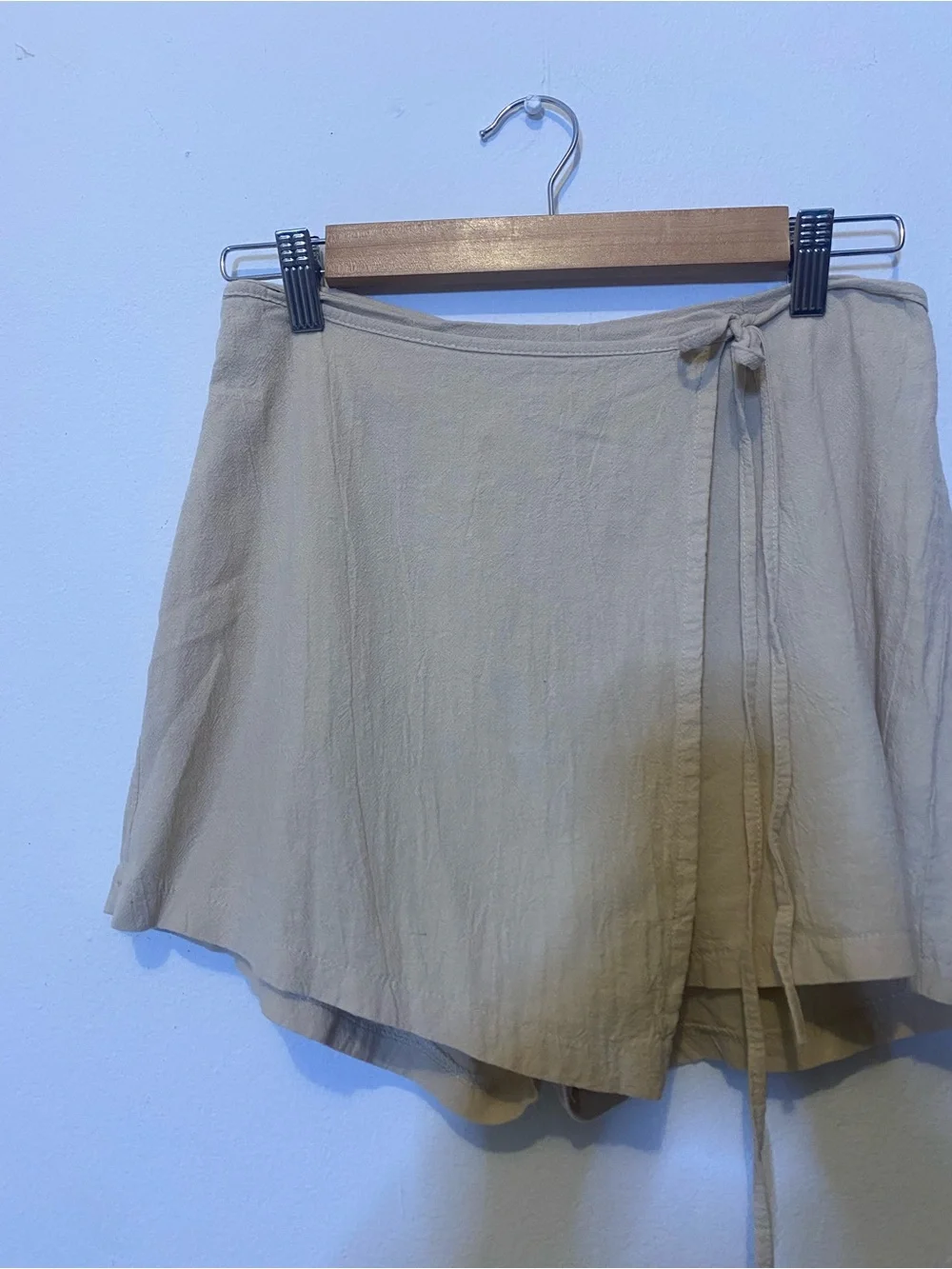 Beige Wrap Skirt Shorts